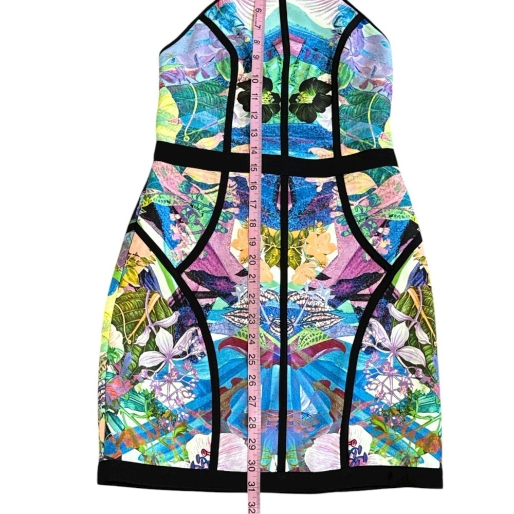 Finders Keepers Sleeveless Bodycon Mini Dress Multicolor Abstract Print Cutout - Picture 4 of 7